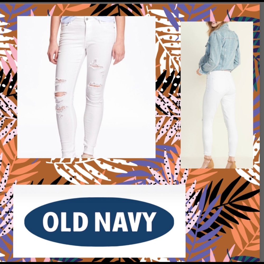 Old Navy White Distressed Rock Star Jeans